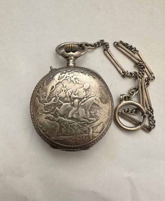 Urania Silver Pocket Watch with chain - Lommeur - 1901-1949