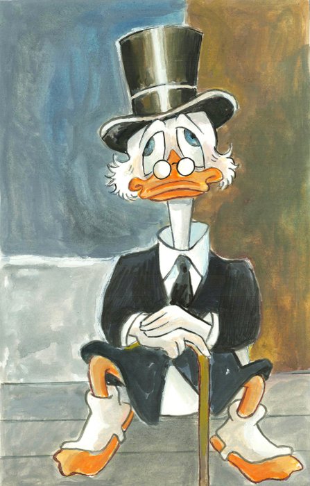 Tony Fernandez - Scrooge McDuck Inspired By Amadeo Modigliani's "Seated Man with a Cane" (1918) - Original Painting