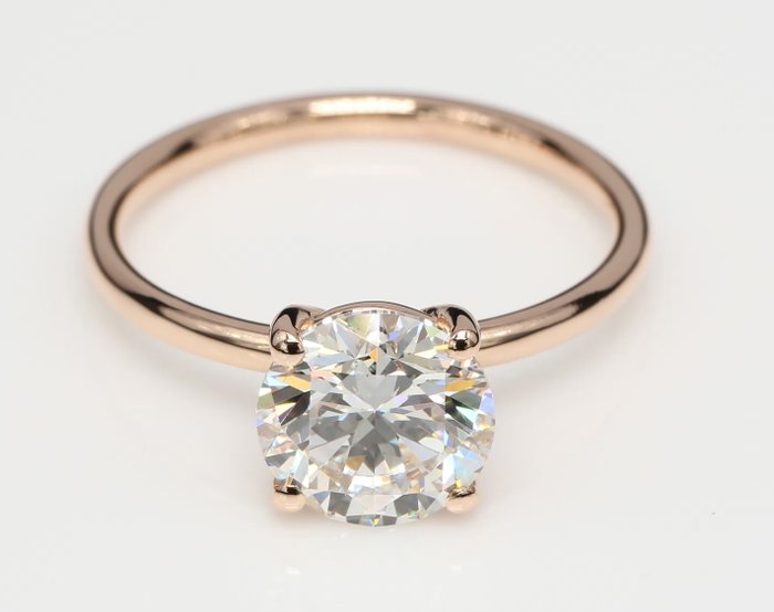 Ring - 18 kraat Rosaguld -  3.08ct. tw. Diamant (Laboratoriedyrket) - Runde F-VVS2