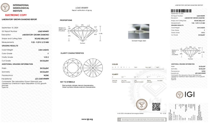 Ring - 18 kraat Rosaguld -  3.08ct. tw. Diamant (Laboratoriedyrket) - Runde F-VVS2