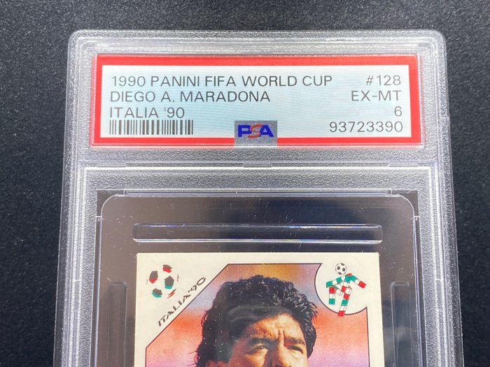 1990 Panini World Cup Stickers Diego Maradona #128 PSA 6 - 1 Graded sticker