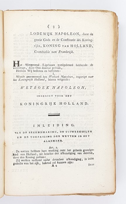 Napoleon - Wetboek Napoleon, ingerigt voor het Koningrijk Holland - 1809