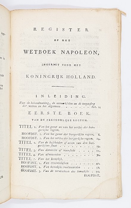 Napoleon - Wetboek Napoleon, ingerigt voor het Koningrijk Holland - 1809