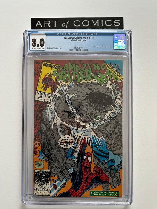 The Amazing Spider-Man #328 - Hulk Appearance - Last McFarlane Issue - CGC Graded 8.0 - 1 Graded comic - Første udgave - 1990