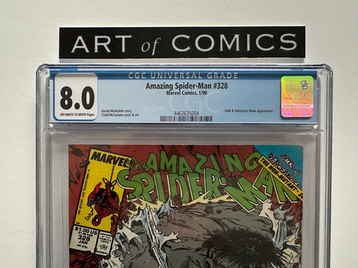 The Amazing Spider-Man #328 - Hulk Appearance - Last McFarlane Issue - CGC Graded 8.0 - 1 Graded comic - Første udgave - 1990