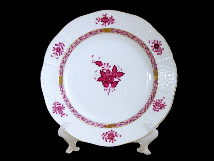 Herend - Tallerken - 6 Dinerborden - chinese Bouquet "patroon Apponyi Purple" Ø 24,7 cm. - Porcelæn