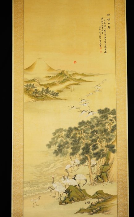 Flog of cranes - ca 1891 (Meiji) - Unsen 雲泉 - Japan - Meiji-perioden (1868-1912)  (Ingen mindstepris)