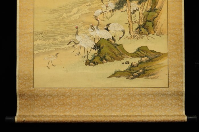 Flog of cranes - ca 1891 (Meiji) - Unsen 雲泉 - Japan - Meiji-perioden (1868-1912)  (Ingen mindstepris)