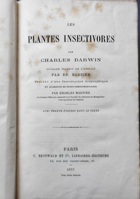 Charles Darwin - Les Plantes Insectivores - 1877