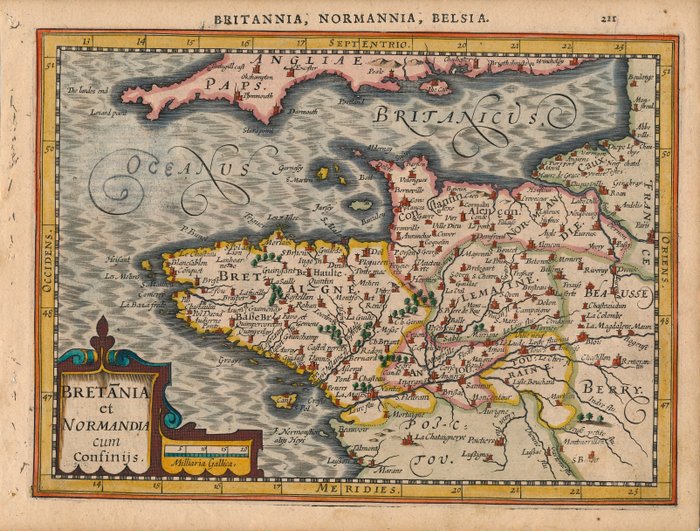 Frankrig - Bretagne, Normandiet; Petrus Kaerius / J.E. Cloppenburgh - Bretānia et Normandia cum confinijs. - 1632