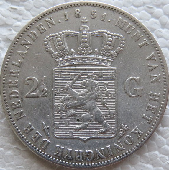 Holland Willem III (1849-1890) 2 1/2 Gulden 1851a  (Ingen mindstepris)