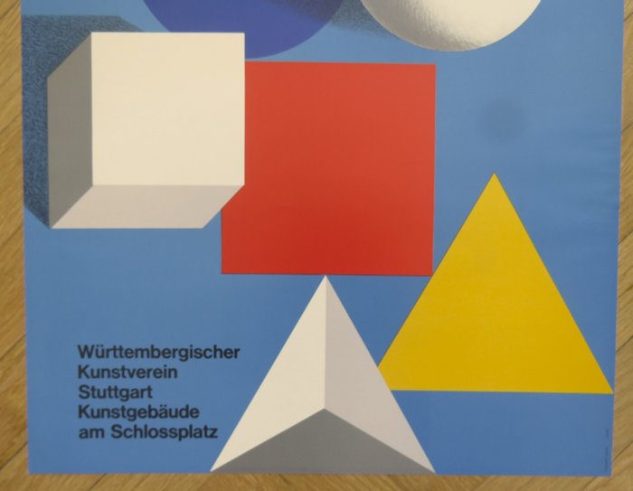 Herbert Bayer - Affiche originale d'exposition - Les 50 ans du Bauhaus - Stuttgart - 1968