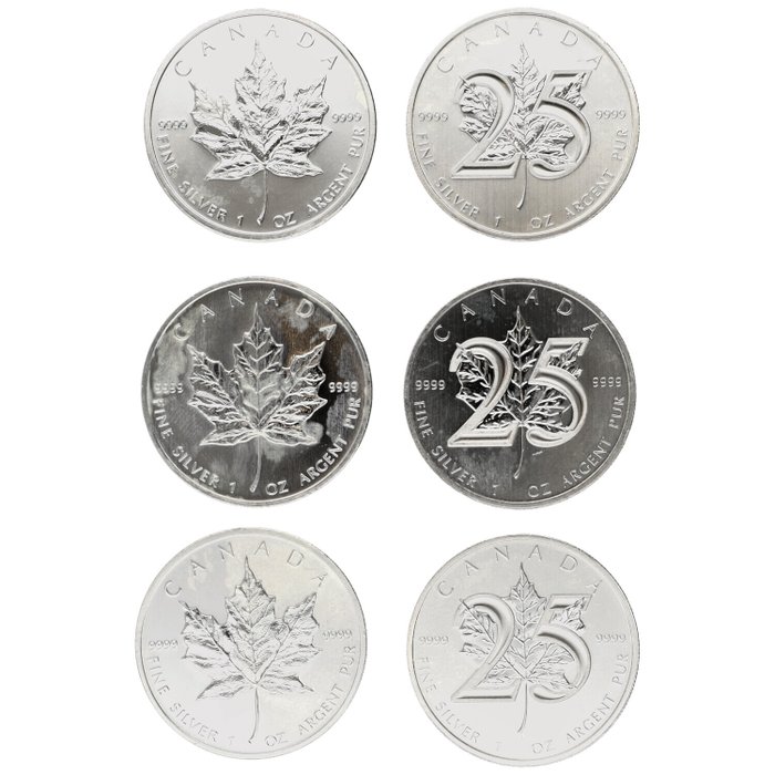 Canada. 5 Dollars 2004/2013 "Maple Leaf", 6x1 Oz (.999)