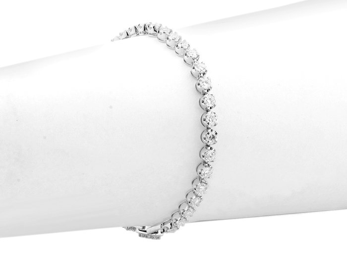 Armbånd - 14 karat Hvidguld -  4.13ct. tw. Diamant (Laboratoriedyrket)