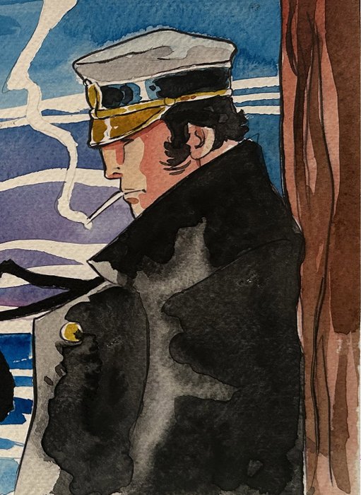 Caracuzzo, Giancarlo - 1 Original colour drawing - Corto Maltese - Omaggio a Pratt - 2024