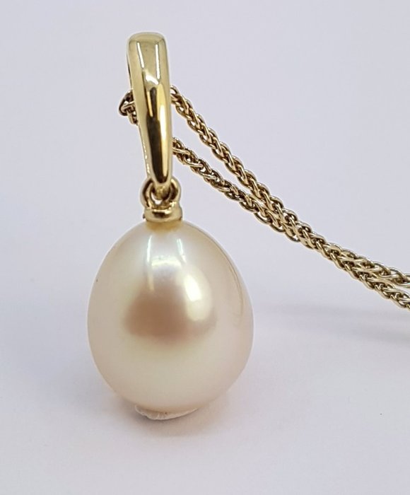 Ingen mindstepris - Vedhæng - 14 karat Gulguld - 10x11mm South Sea Pearl