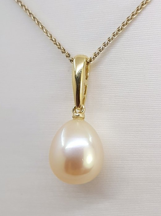 Ingen mindstepris - Vedhæng - 14 karat Gulguld - 10x11mm South Sea Pearl