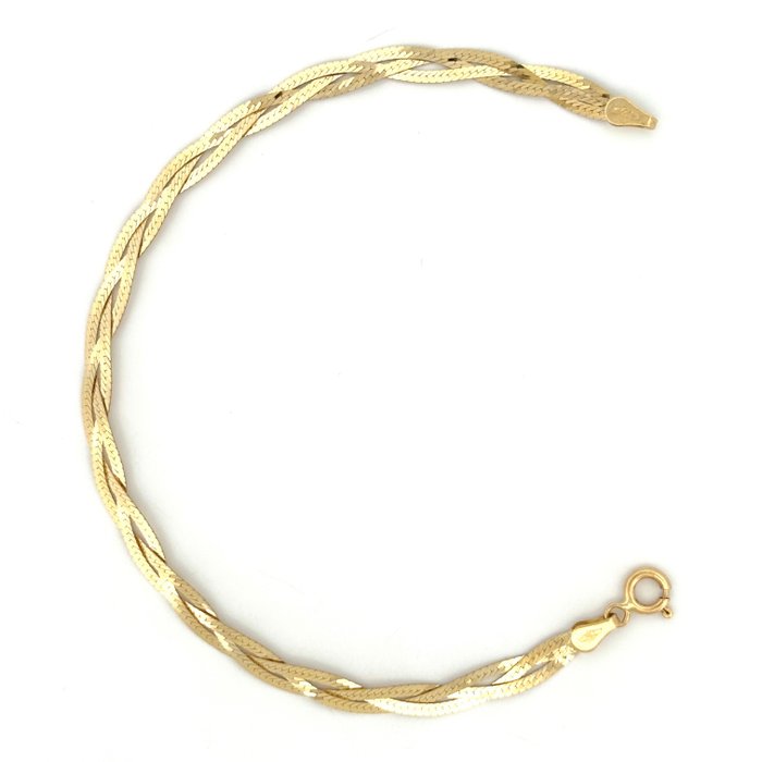 Handmade - Armbånd - Treccia - 3.6 g - 18 kraat Gulguld