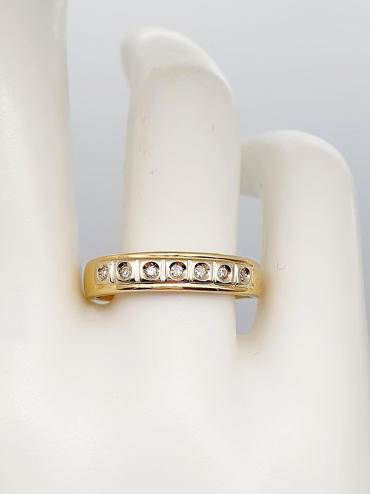 Ring - 18 kraat Gulguld, Hvidguld -  0.14ct. tw. Diamant (Natur)