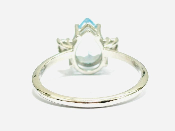 Ingen mindstepris - Ring - 18 kraat Hvidguld -  1.80ct. tw. Akvamarin - Diamant - Fremstillet i Italien