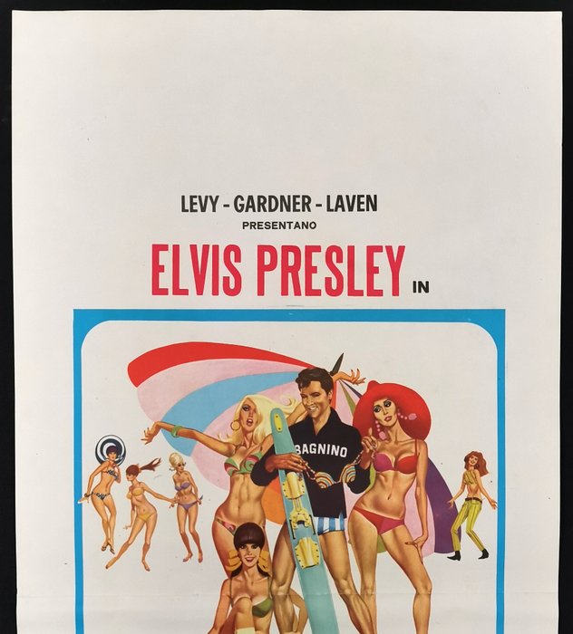 ELVIS PRESLEY - Clambake - Miliardario... ma bagnino - Poster, Original Italian Cinema Release - Locandina (70x33 - 1960‹erne