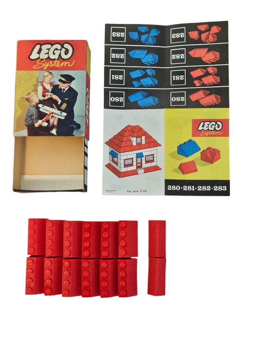 Lego - System - 280 - Set 280 rode dak stenen 1957 in topstaat! Inclusief instructies flyer Zeer zeldzaam! - 1950-1960