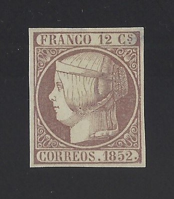 Spanien 1852 - Elizabeth II - godt fokuseret - Edifil nº 13