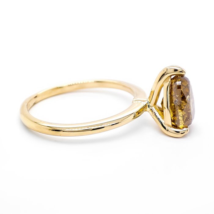 Ring - 14 karat Gulguld -  1.69ct. tw. Gul Diamant (Naturfarvet)