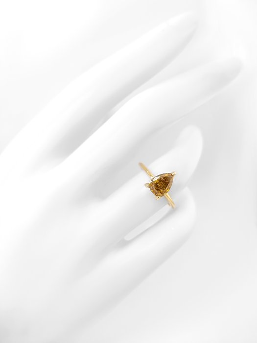 Ring - 14 karat Gulguld -  1.69ct. tw. Gul Diamant (Naturfarvet)