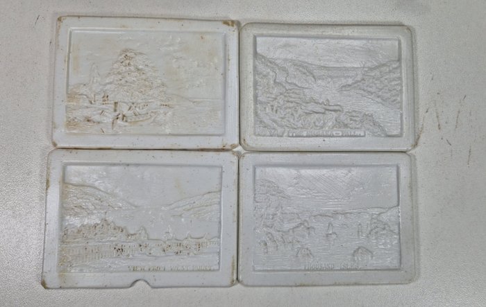 Lithophaan, Lithophanie - Theelicht met 4 Lithophaan afbeeldingen van: View from West Point, The Niagara Fall,Thousand Isles,