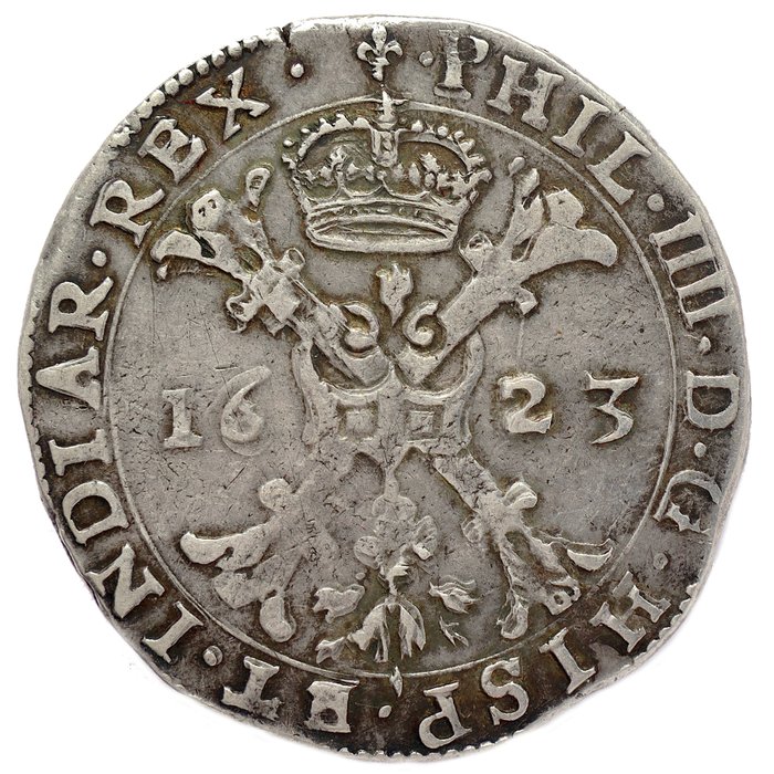 spanske Holland. Filips 4.. Patagon mm. lis - Bruges Mint - 1623