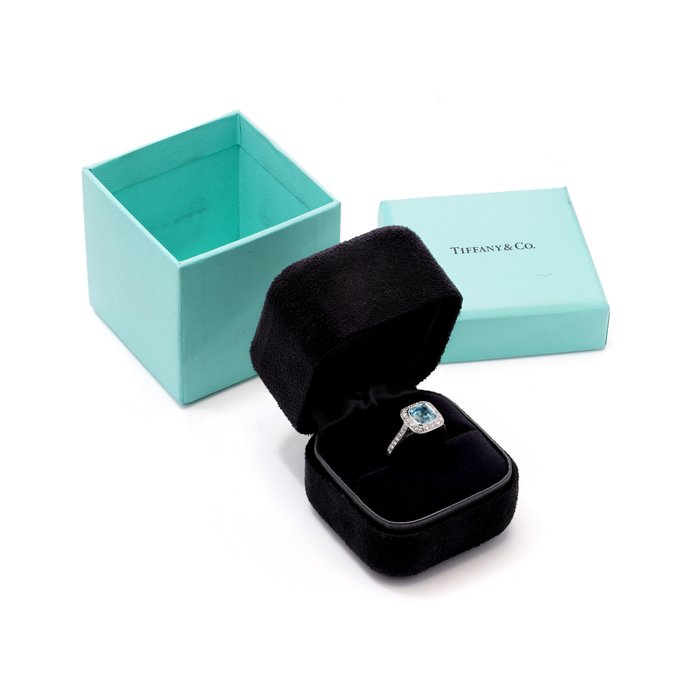 Tiffany  Co. - Ring Platin Akvamarin - Diamant