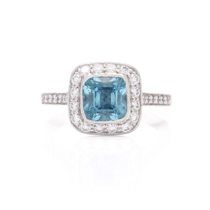 Tiffany  Co. - Ring Platin Akvamarin - Diamant