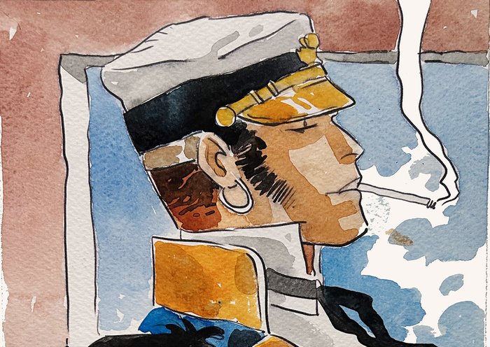 Caracuzzo, Giancarlo - 1 Original colour drawing - Corto Maltese - Omaggio - 2024