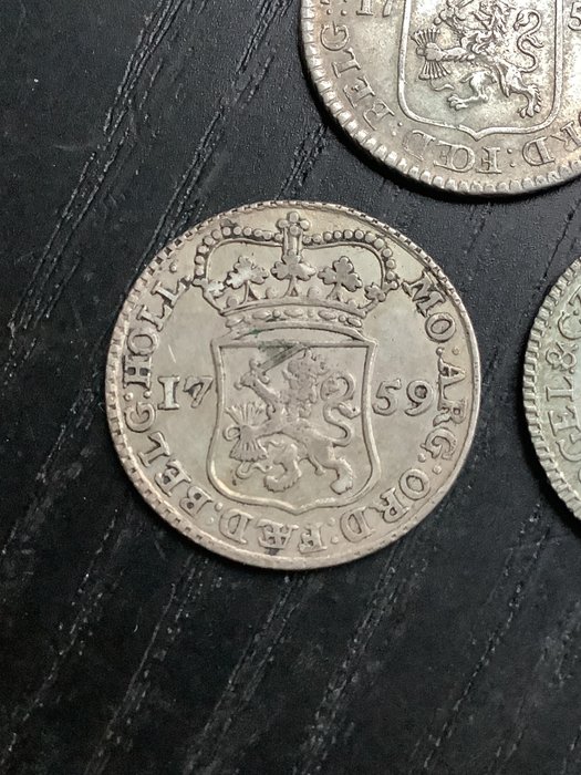 Holland. 3 x 1/4 Gulden: 1758  1759  (Ingen mindstepris)