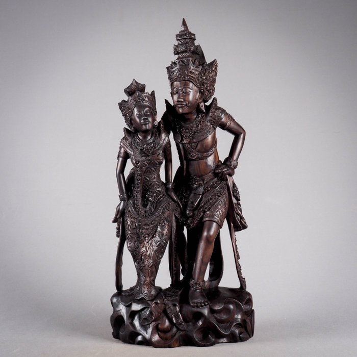 Rama og Sita hårdttræ statue - Bali - Indonesien  (Ingen mindstepris)