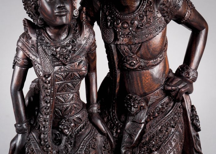 Rama og Sita hårdttræ statue - Bali - Indonesien  (Ingen mindstepris)