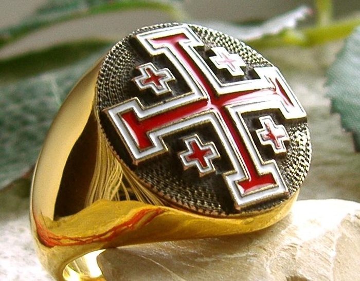 Jerusalem Christianity Master Cross Croix 24 karat forgyldt - Ring