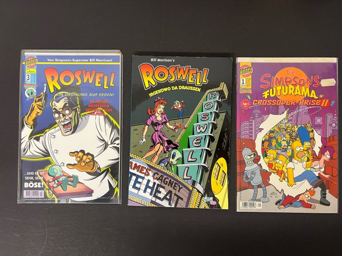 Simpsons Gb Liebhaberpaket (49) - Futurama Nummernbereich 1 - 32 mit 1 VC (27) - Bart Simpsons Horror Show Nummern 1 - 10 mit 9 / 10 VC (13) - Roswell Lim Sammleredition (1) - ua - 49 Comic - Første udgave