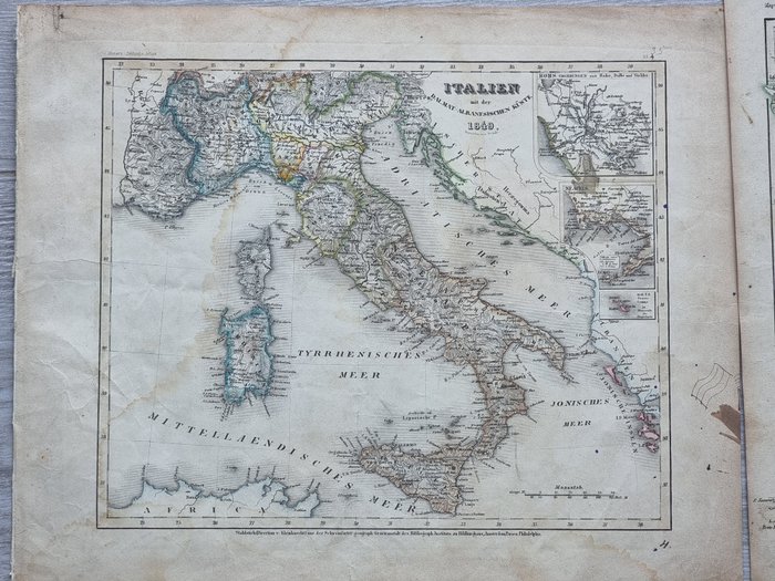 Europa - Italien / Sicilien / Malta / Lipari-øerne / Sardinien / Calabrien / Abruzzo - Kongeriget Sicilien /; Meyer, Joseph - Sicilien und Calabrien 1849, Abruzzo, Terra del LAvoro, Apulien und Calabrien 1849, Regno Lomb. - 1821-1850