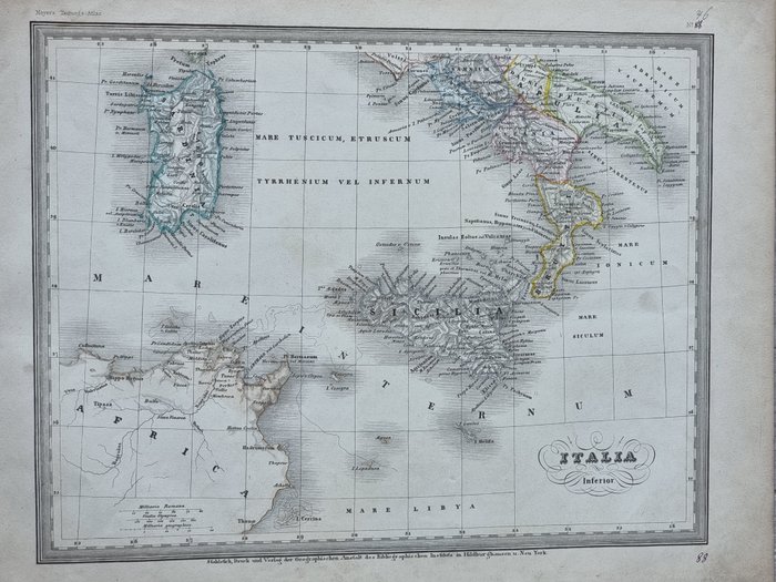 Europa - Italien / Sicilien / Malta / Lipari-øerne / Sardinien / Calabrien / Abruzzo - Kongeriget Sicilien /; Meyer, Joseph - Sicilien und Calabrien 1849, Abruzzo, Terra del LAvoro, Apulien und Calabrien 1849, Regno Lomb. - 1821-1850