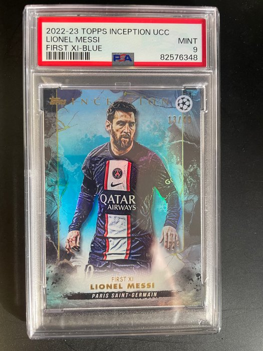 2022/23 Topps Inception UCC Lionel Messi First XI - Blue /49 PSA 9 - 1 Graded card