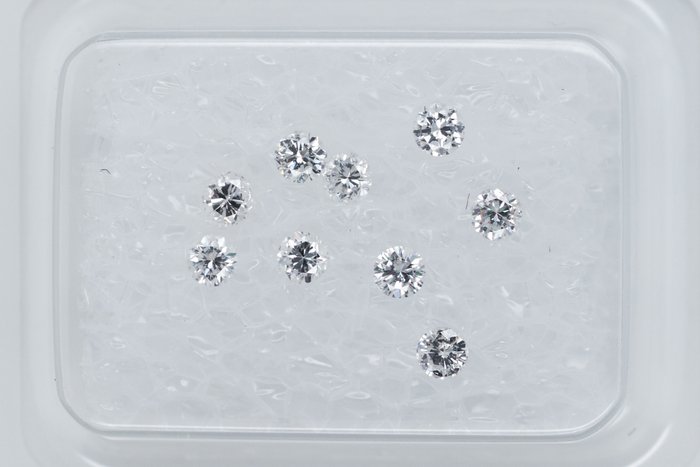 Ingen mindstepris - 9 pcs Diamant  (Natur)  - 0.34 ct - Rund - I1, SI1, SI2, VS1, VS2 - Gem Report Antwerp (GRA) - INGEN RESERVEPRIS