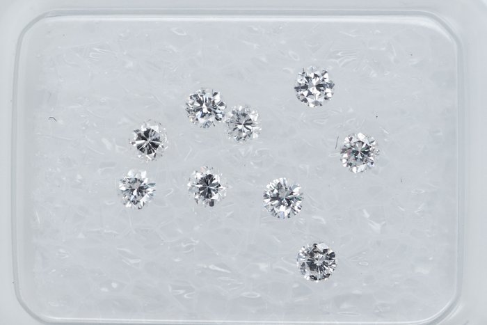 Ingen mindstepris - 9 pcs Diamant  (Natur)  - 0.34 ct - Rund - I1, SI1, SI2, VS1, VS2 - Gem Report Antwerp (GRA) - INGEN RESERVEPRIS