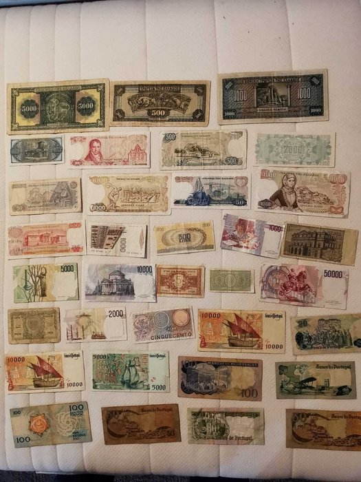 Grækenland, Italien, Portugal. - 34 banknotes - various values and dates  (Ingen mindstepris)