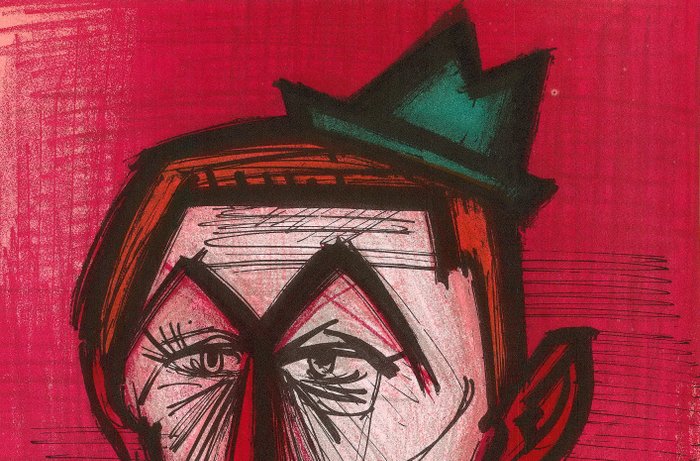 Bernard Buffet (1928-1999) - Le clown au fond rouge