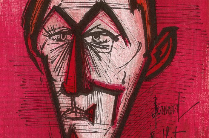 Bernard Buffet (1928-1999) - Le clown au fond rouge