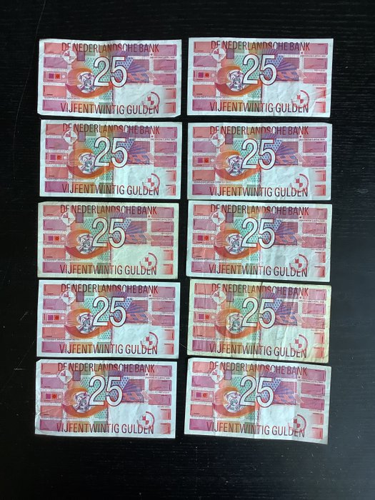 Holland - 10 x 25 Gulden 1989 - Pick 100  (Ingen mindstepris)