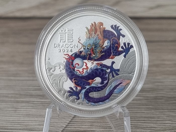 Australien. 50 Cent 2024 Year Of The Dragon - Purple Dragon, 1/2 Oz (.999% silver)  (Ingen mindstepris)