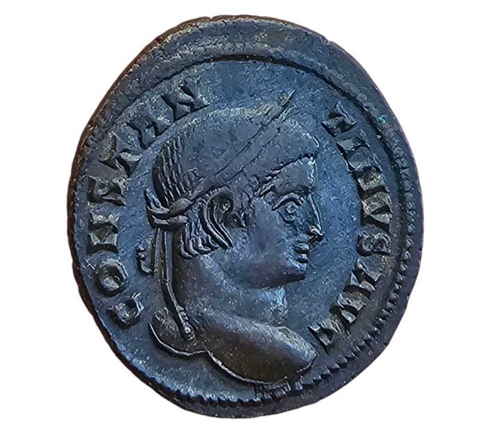 Romarriket. Constantine I (AD 306-337). Centenionalis Lugdunum mint. VIRTVS EXERCIT  - two captives flanking vexillum inscribed VOT / XX  (Ingen mindstepris)